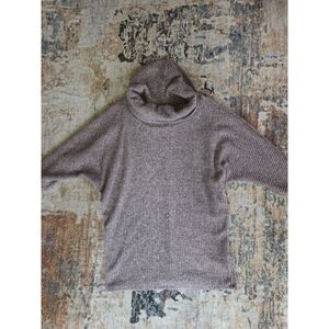 Fig & Blu Womens Small Mauve Purple Turtleneck Sweater Short Sleeve